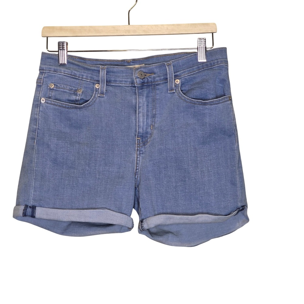Levi's Mid Length Shorts Denim Women 29 Blue Cotton Summer Casual Cuffed Classic